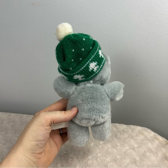 Chosun Gray Teddy Bear Plush Stuffed Animal Toy Green White Knit Stocking Hat - Picture 4 of 7